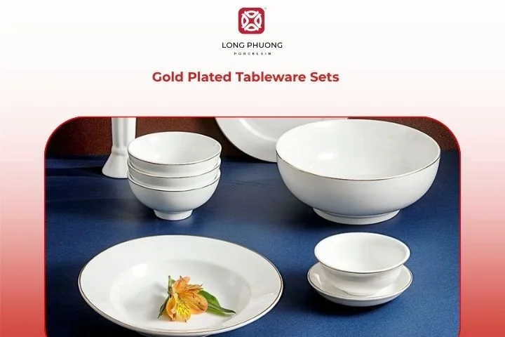 Gold Plated Tableware Sets displayed