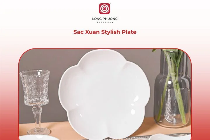 Floral porcelain plate with soft pastel hues and spring decor