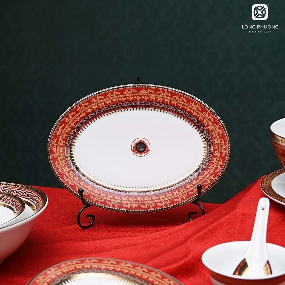 Lac-Hong-Oval-Plate (4) Lac Hong Oval Plates 9”-10” by Long Phuong Porcelain