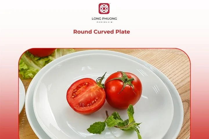 Minimalist curved plate styled with fresh salad