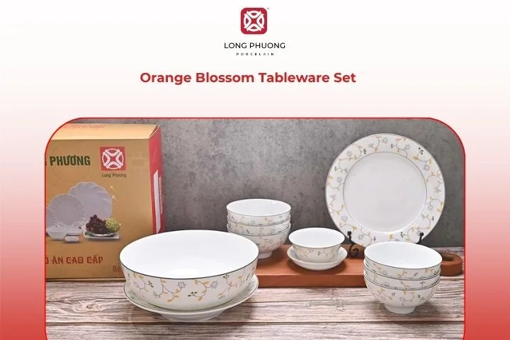 Orange Blossom dinnerware set easy to use for all dishes from rice, soup to main dishes
