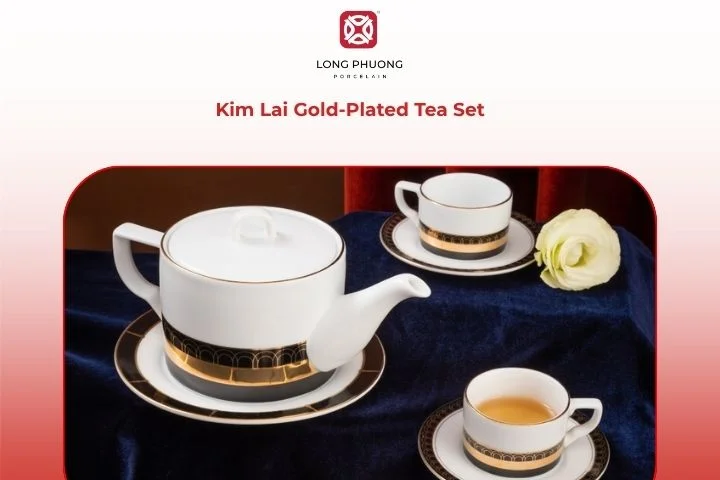 High‑grade, lead‑free porcelain with 24 K gold‑plated details