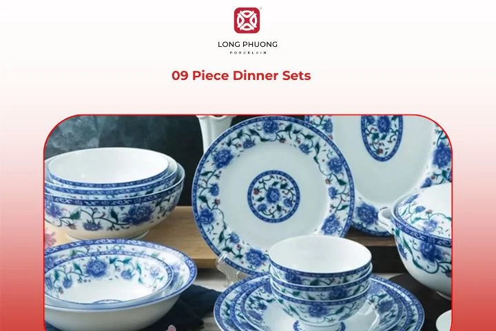 09 Piece Dinner Set neatly arranged on a wooden table, radiating minimalist beauty and practical comfort.