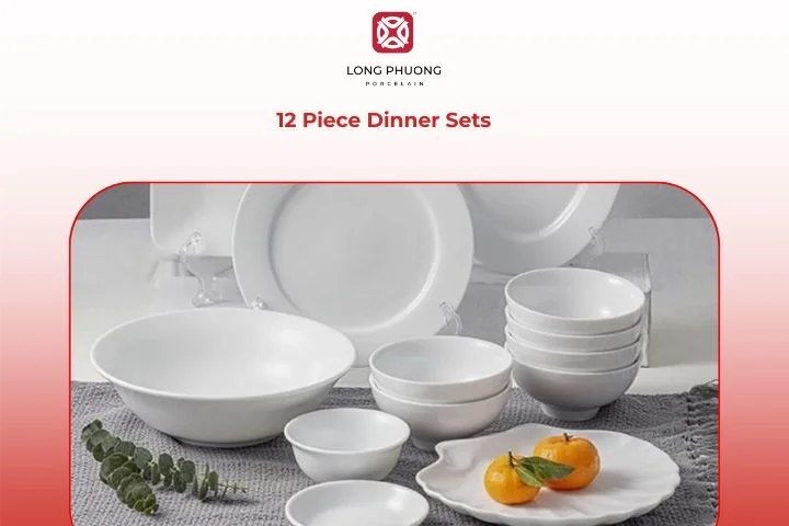 12 Piece Dinner Set displayed with utensils and linen napkins, showcasing full-table harmony and sophisticated design.