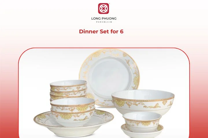 Dinner Set for 6 placed on a dark wooden table with candles and glassware, perfect for formal dinners or weekend celebrations.