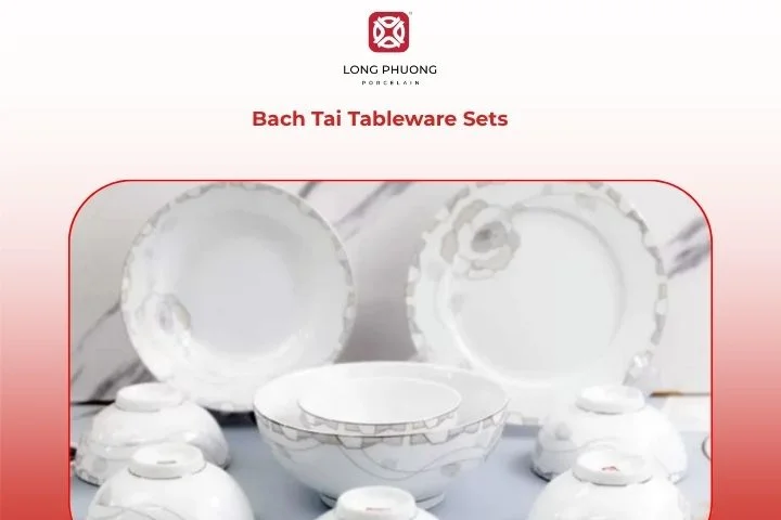 Bach Tai tableware set with elegant white porcelain and subtle Asian-inspired design accents