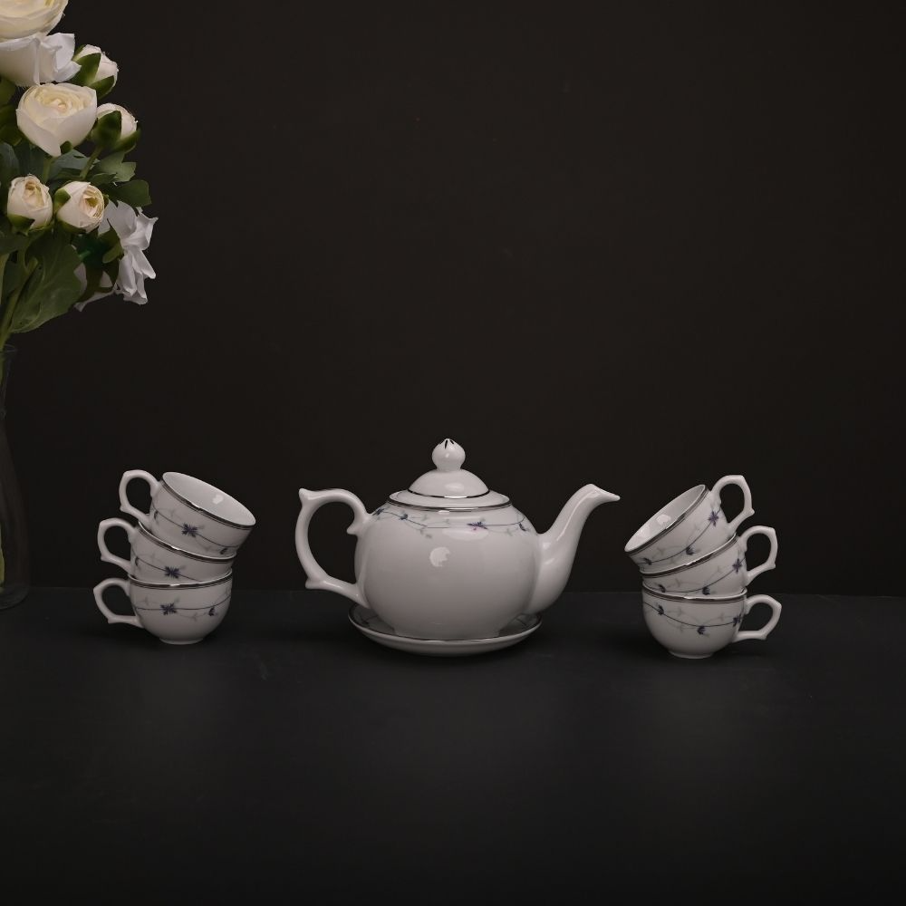 Round-Bellied-Tea-Set-with-Floral-Vines-2 Round-bellied teapot with floral vine motifs
