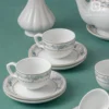 Porcelain tea set with calming floral design