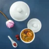 Elegant white tureen for hot soups
