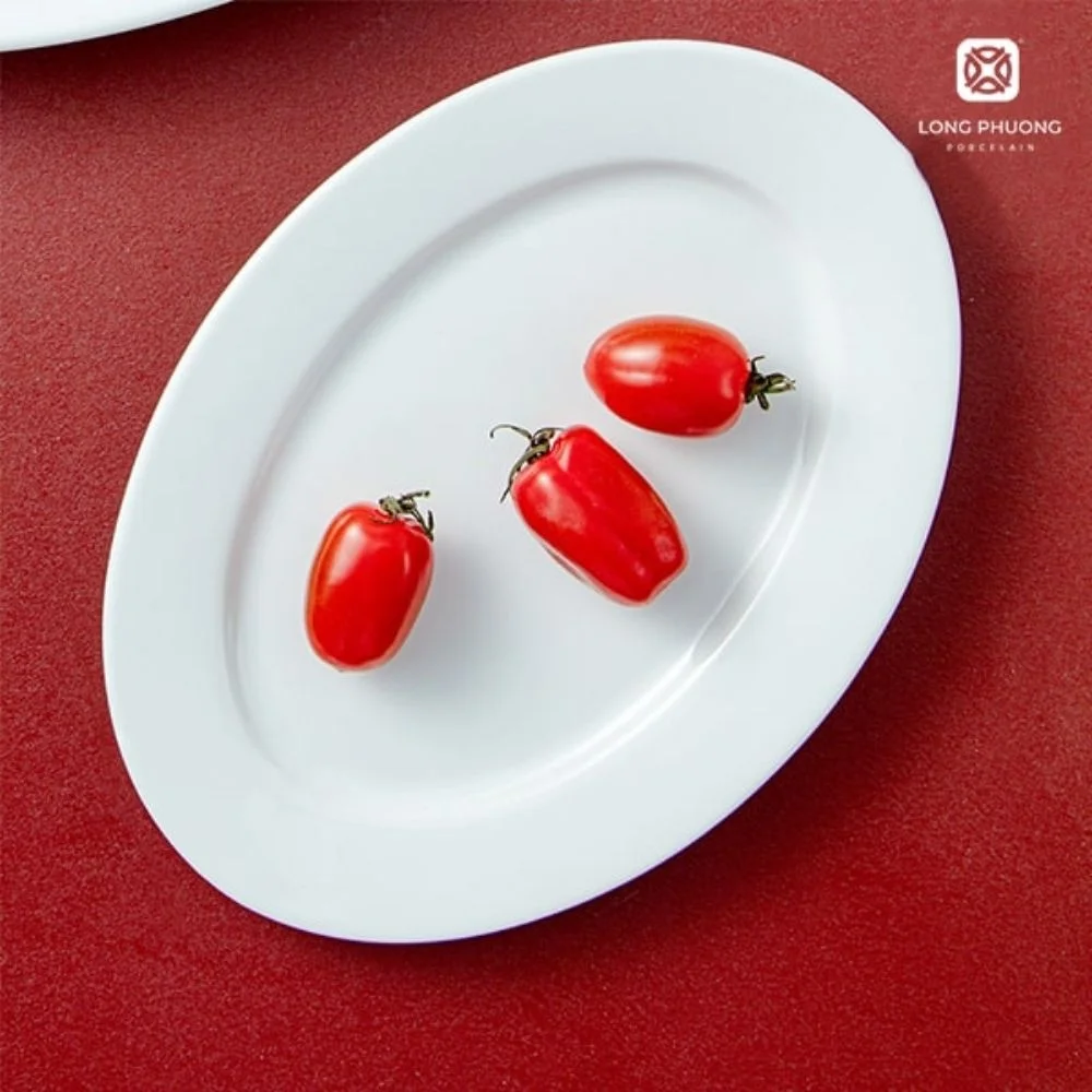 white-porcelain-oval-plate(4) White Porcelain Oval Plates by Long Phuong Porcelain