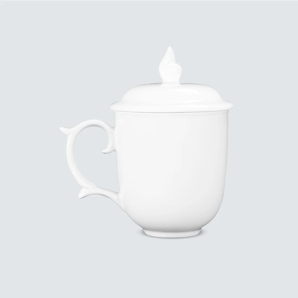 Tall porcelain coffee mugs with lid 13.6 oz