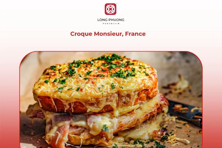 French Croque Monsieur sandwich served with a European butter