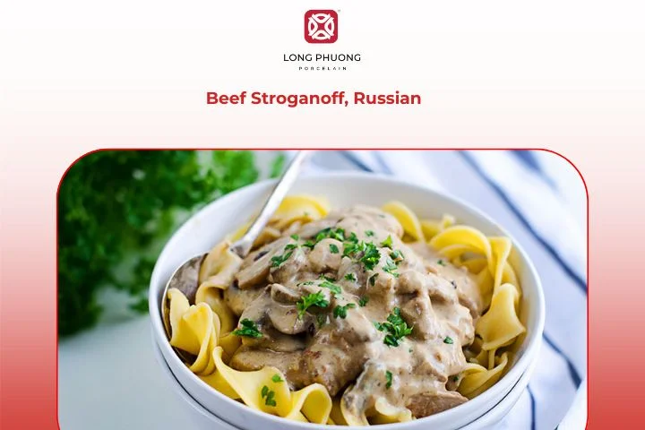 Russian Beef Stroganoff with creamy mushroom sauce