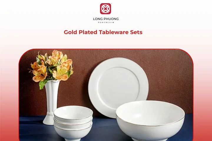 Gold rimmed porcelain tableware
