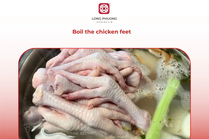 Stir the chicken feet occasionally while boiling to ensure they cook evenly