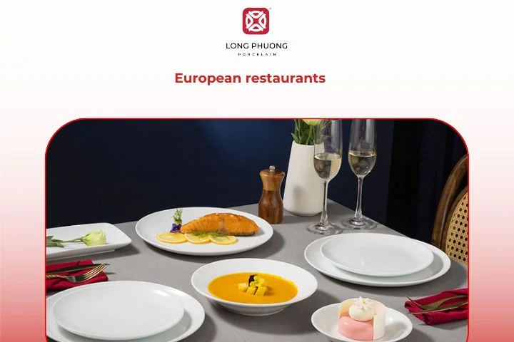 Classic porcelain plates for European restaurants with refined designs