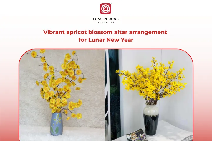 Arrange apricot blossoms for the ancestral altar during Tet