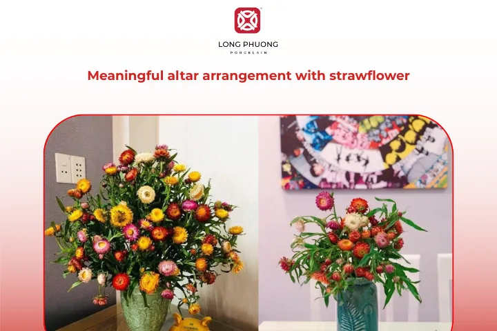 Strawflower arrangements for the ancestral altar
