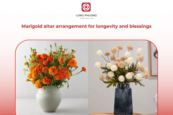 Marigold arrangements for the ancestral altar