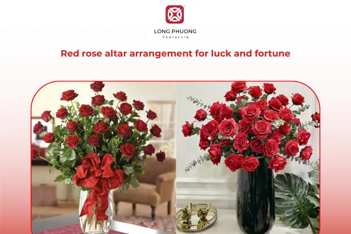 Display red roses on the ancestral altar during Tet