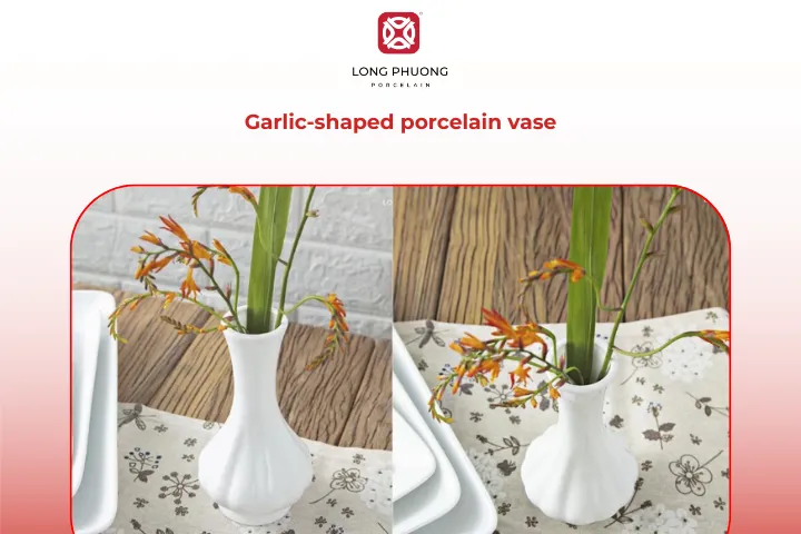 The garlic-shaped porcelain vase helps create a harmonious space for worship