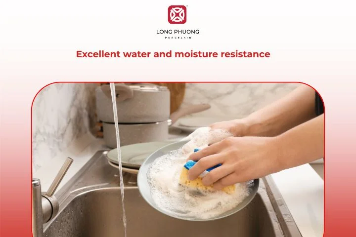 Glazed porcelain prevents water absorption