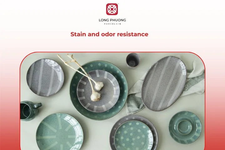 Glazed porcelain resists stains and odors