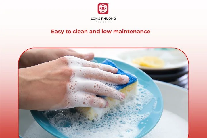 Glazed porcelain is easy to clean and requires minimal maintenance for everyday use