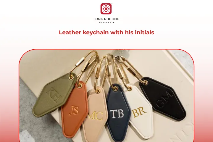 A leather keychain with his initials keeps your thoughtfulness close every day