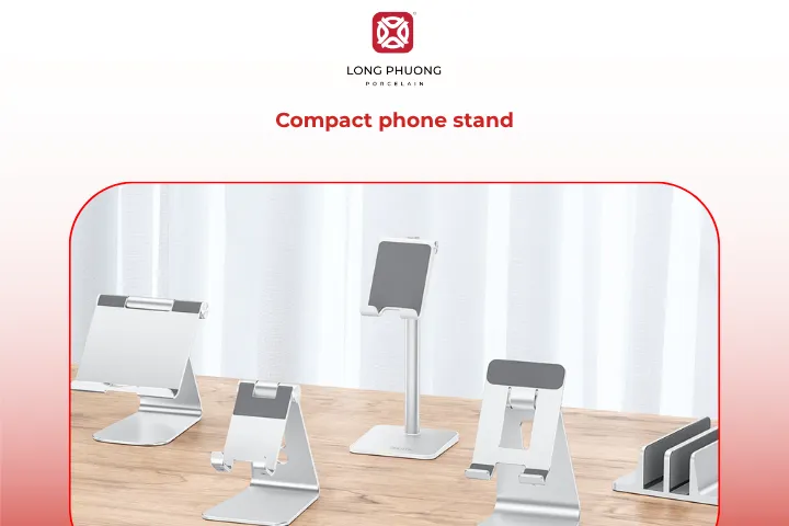 A sleek and practical gadget that keeps his phone upright and workspace neat
