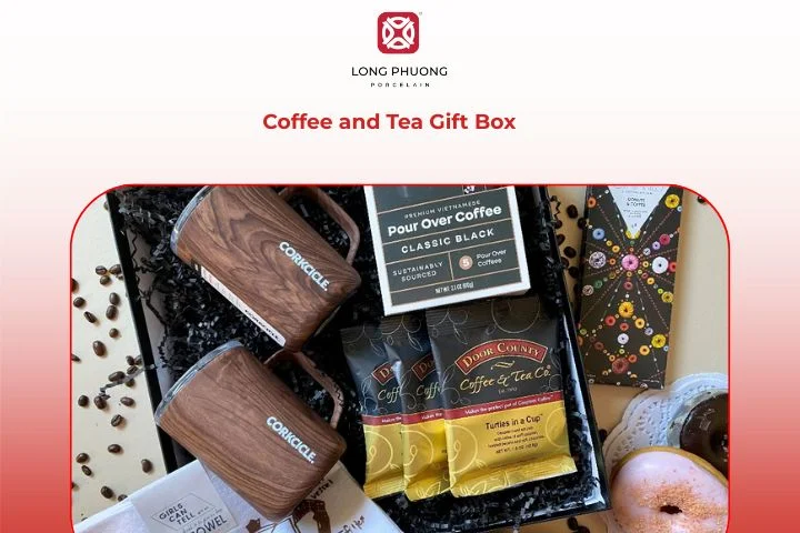 Premium coffee and tea porcelain gift box set