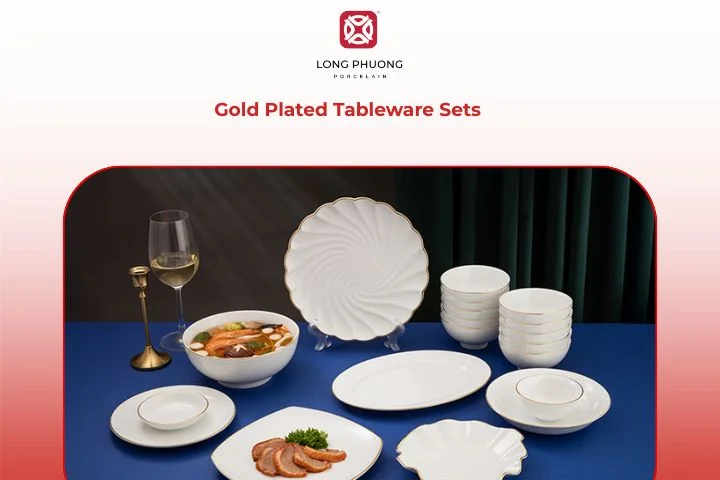 Elegant gold-plated porcelain tableware sets for corporate gifts