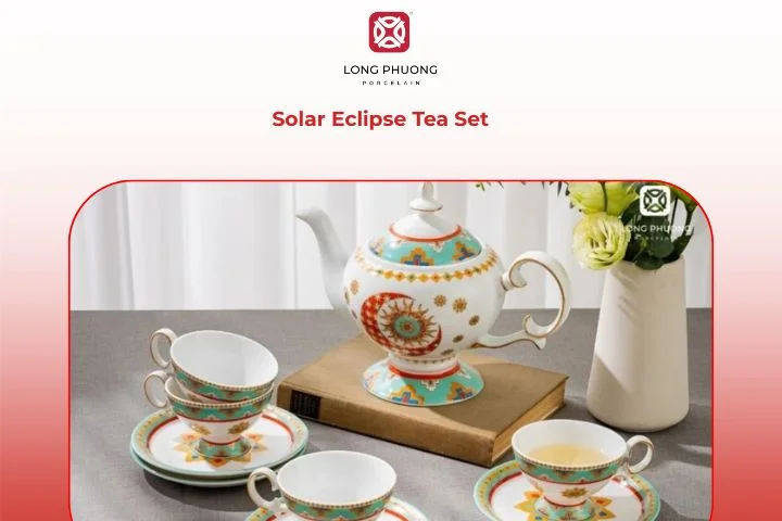 Modern minimalist Solar Eclipse porcelain tea set