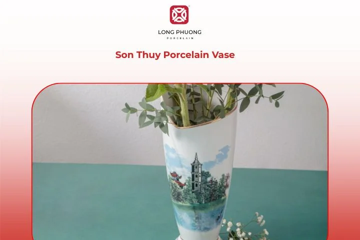 Artistic Son Thuy porcelain vase with nature-inspired design