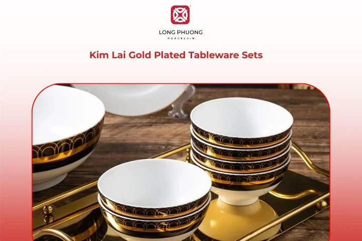 Kim Lai luxury gold-plated porcelain tableware gift set
