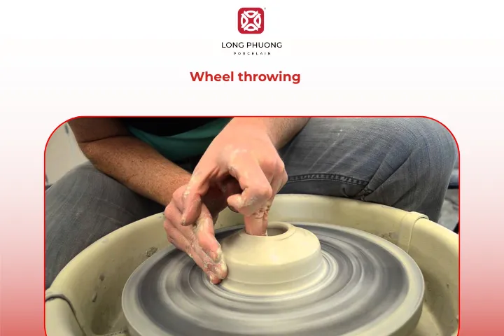 Wheel-throwing is a traditional ceramic technique in which clay is shaped on a rotating wheel