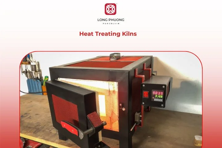 Industrial heat treating kiln with controlled temperature for ceramics and metals