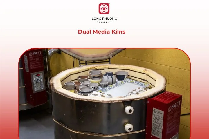 Dual media ceramic kilns using both electricity and gas for versatile firing