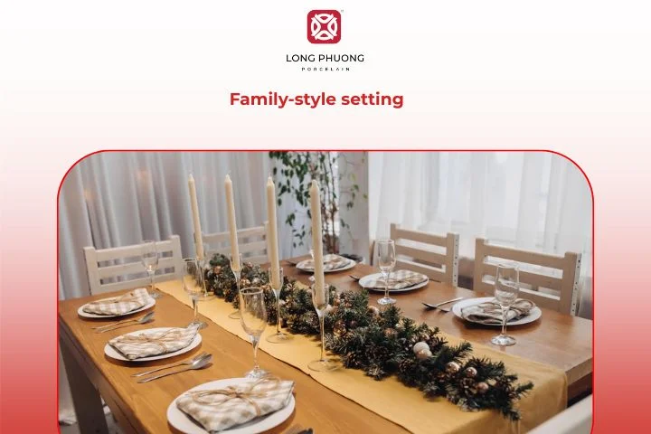 Family-style dining table setup