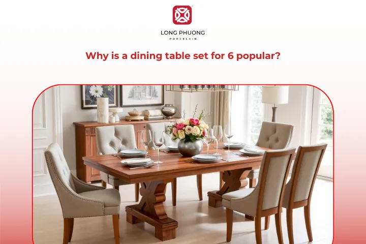 A dining table set for 6 fits daily meals and small gatherings while leaving room for decoration