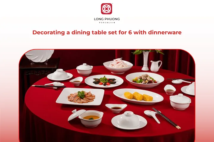 Matching plates and bowls for all 6 people creates a cohesive look