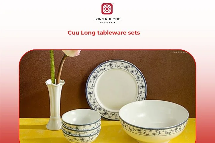 The Cuu Long porcelain set captures timeless Vietnamese artistry for elegant dining
