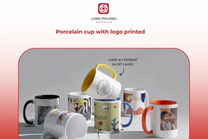 Custom porcelain cups with company logos promote elegance and brand value.