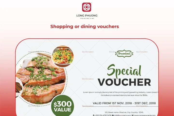Shopping and dining vouchers offer flexibility and modern sophistication