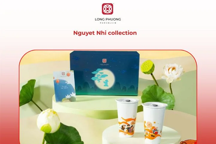 The Nguyet Nhi porcelain collection radiates elegance and captures the serenity of moonlight