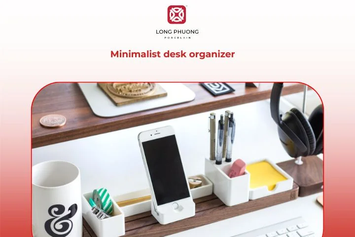 A minimalist desk organizer enhances productivity and modern workspace aesthetics.
