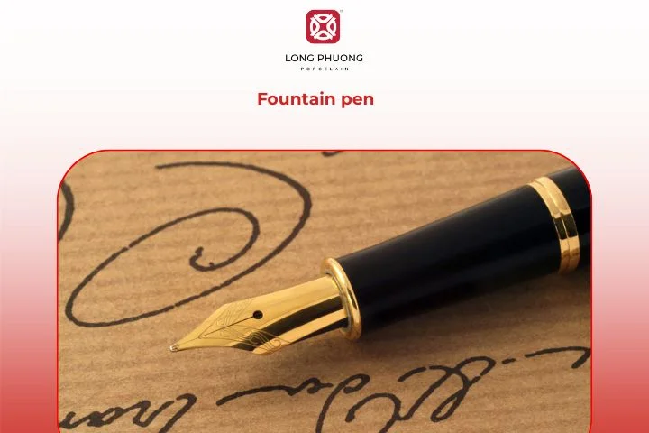 A luxury fountain pen adds sophistication to his writing and work routine.
