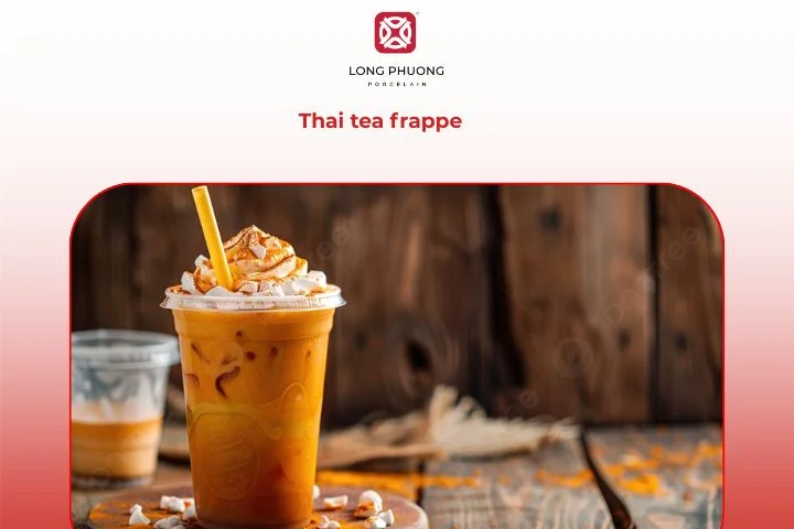 Thai tea frappe with whipped cream topping