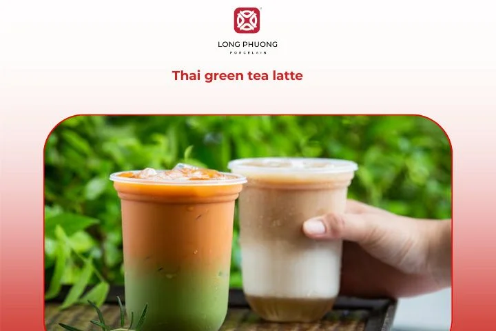 Thai green tea latte with frothy milk