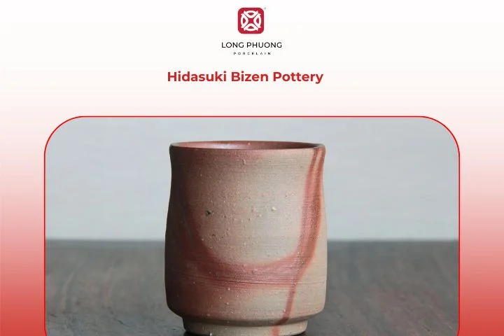 Hidasuki Bizen pottery with reddish straw-induced patterns